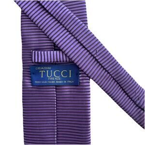 Creazioni Tucci Firenze 100% Silk Purple Striped Mens Tie 3.5 x 59 Italy Preppy